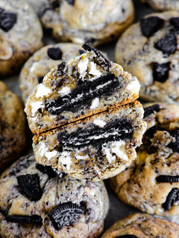 thick oreo stuffed white chocolate chip cookies