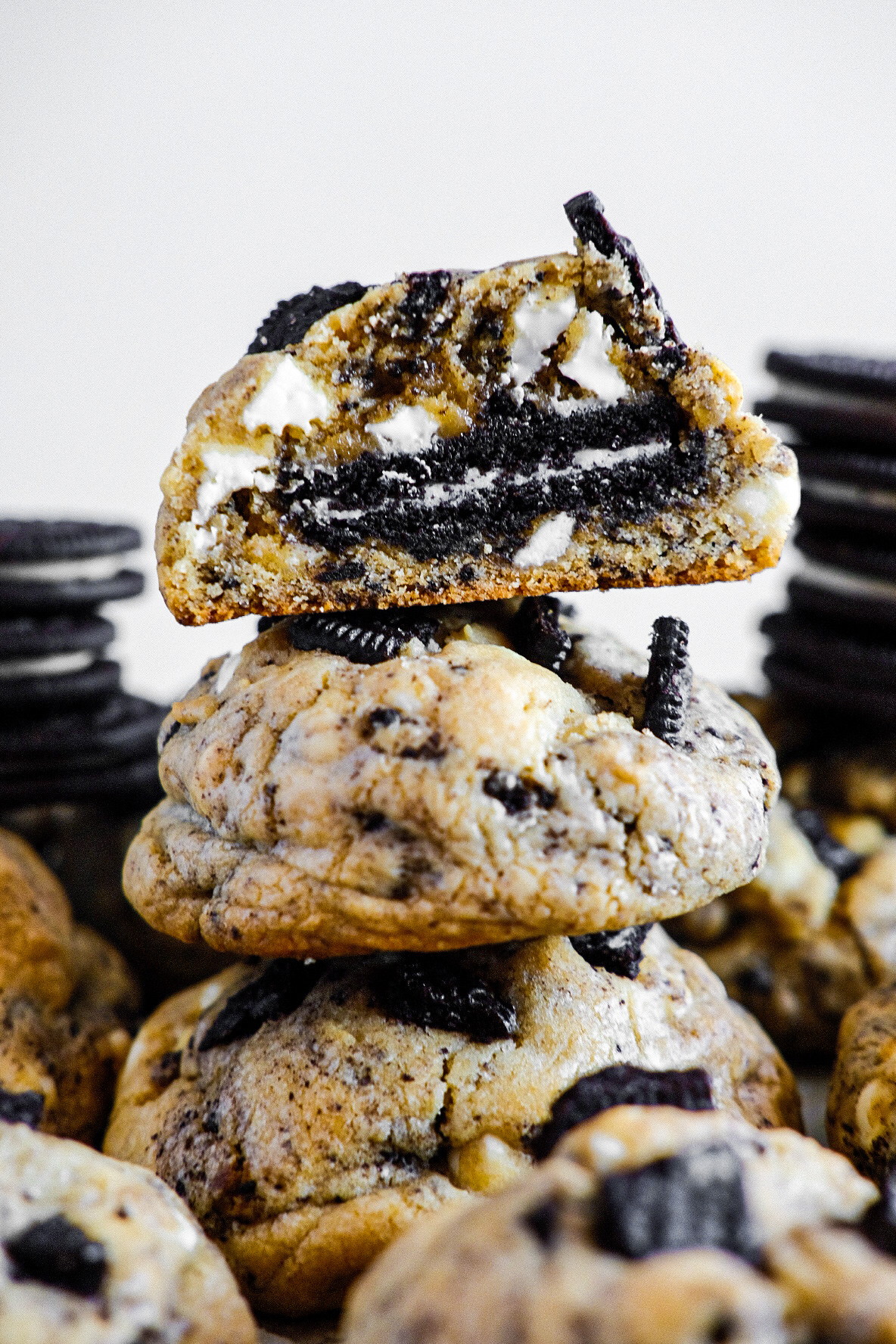 Oreo stuffed white chocolate chip cookies 