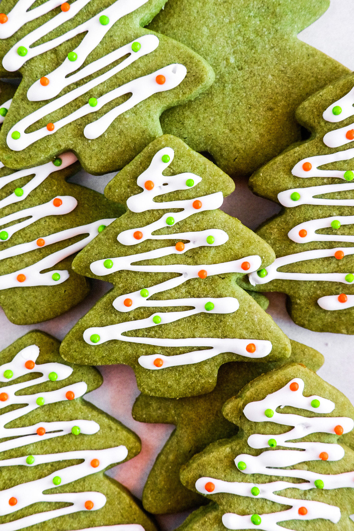 matcha christmas tree cookies