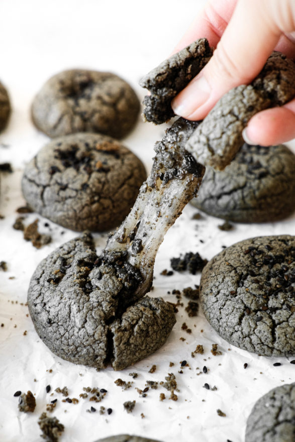 Black Sesame Mochi Cookies (Gluten Free) - One Happy Bite