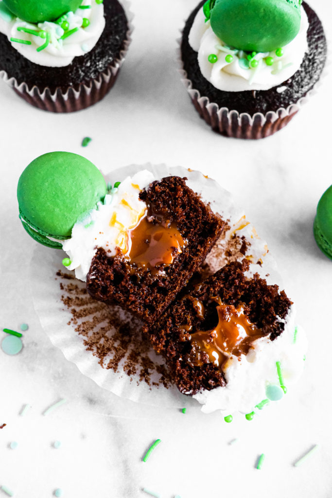 Baileys Chocolate Cupcakes filled with Dulce De Leche
