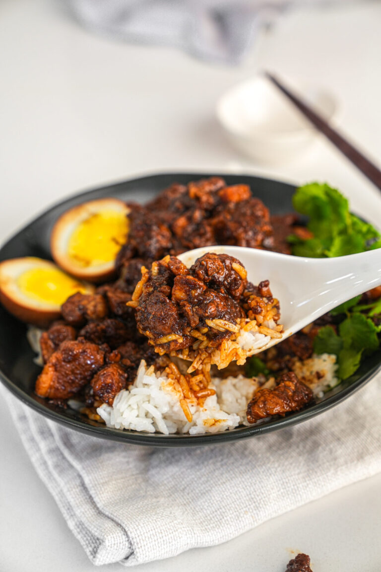 Lou Rou Fan Taiwanese Braised Pork Rice (Lu Rou Fan) - One Happy Bite