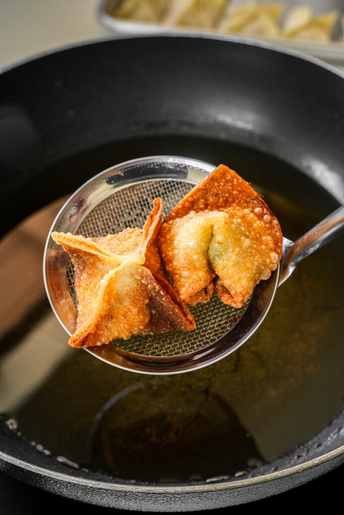 frying wontons 