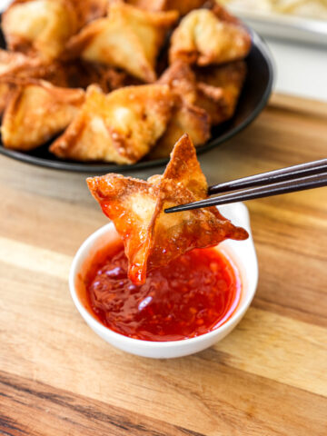 Fried Chicken Wontons with sweet chili sauce