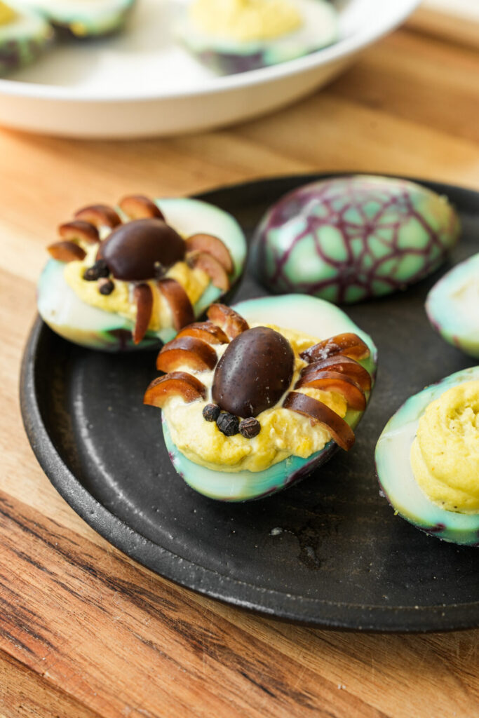 Halloween spider deviled eggs