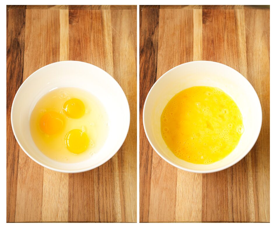 prepare egg mixture for Chinese steamed eggs