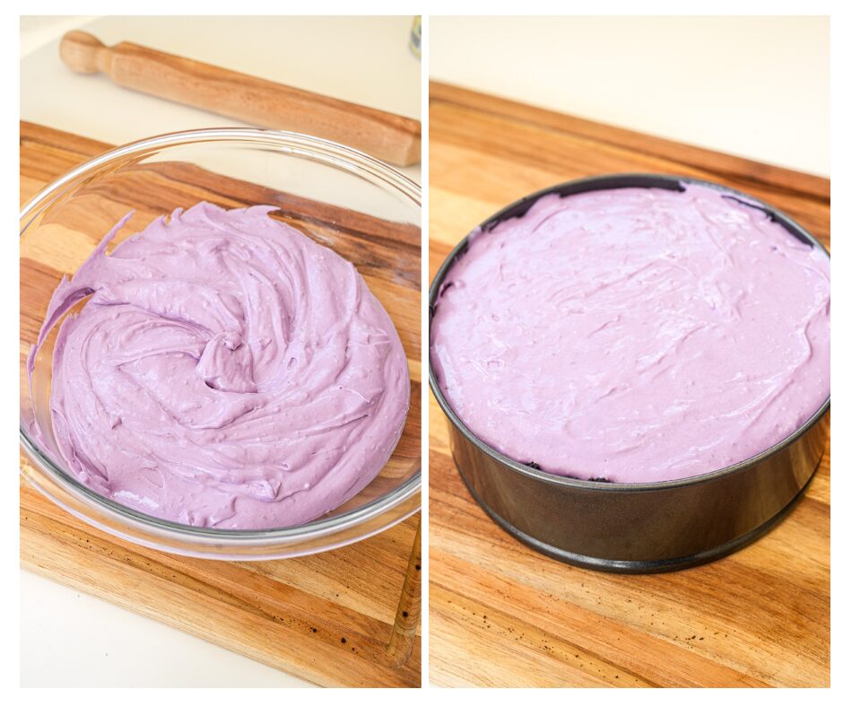 make cake batter for ube cheesecake