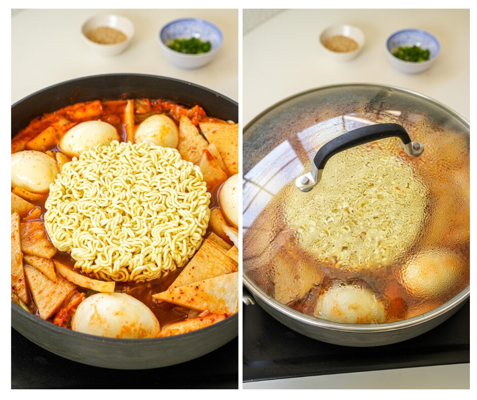 Add instant ramen noodles into rabokki