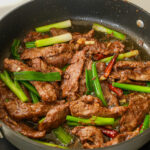 shacha beef stir fry with scallions