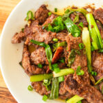 shacha beef stir fry with scallions