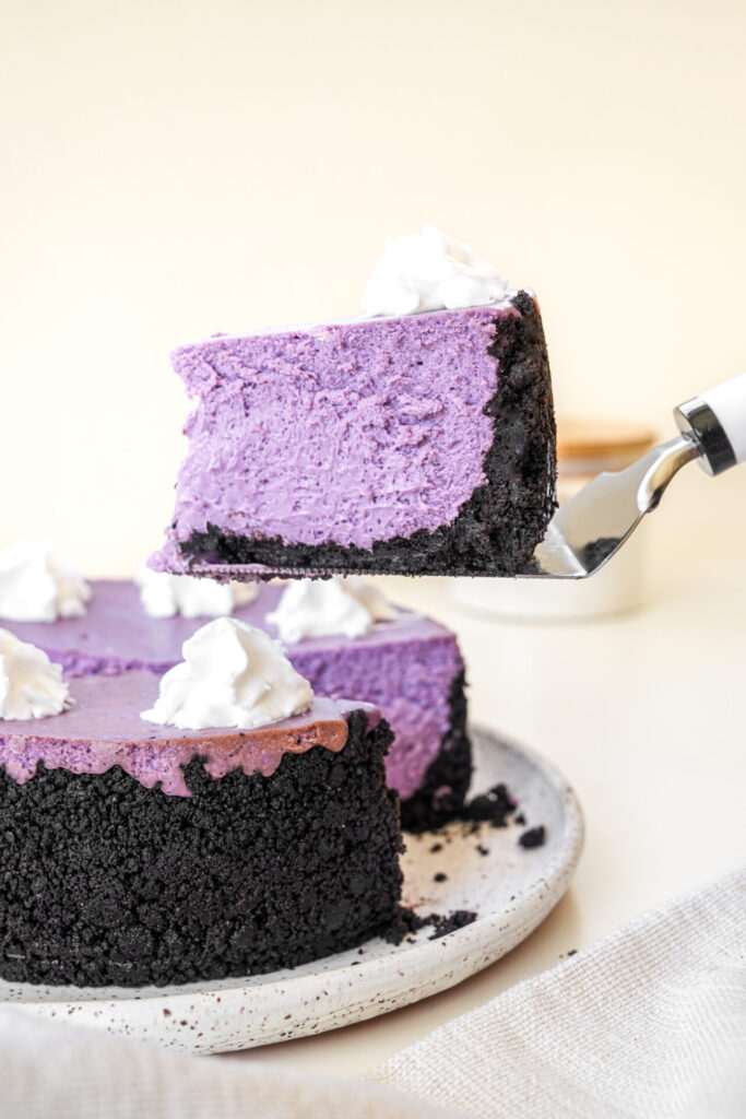 Ube Cheesecake with Oreo Crust and Coconut Whipped Cream