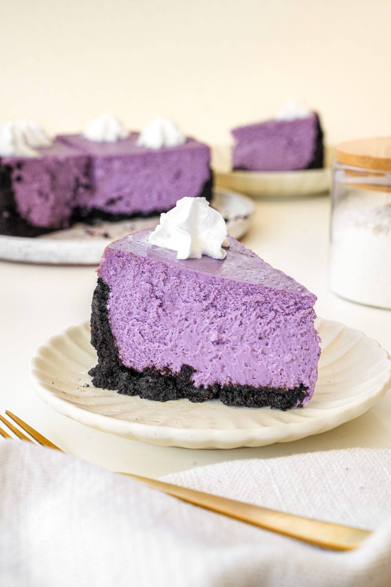 Ube Cheesecake with Oreo Crust