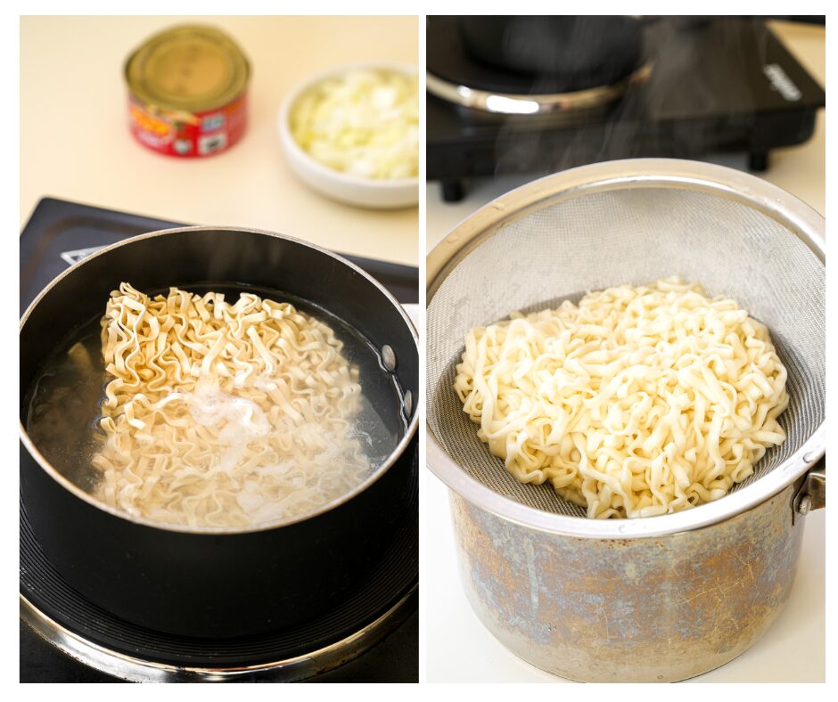 boil noodles for thai red curry ramen