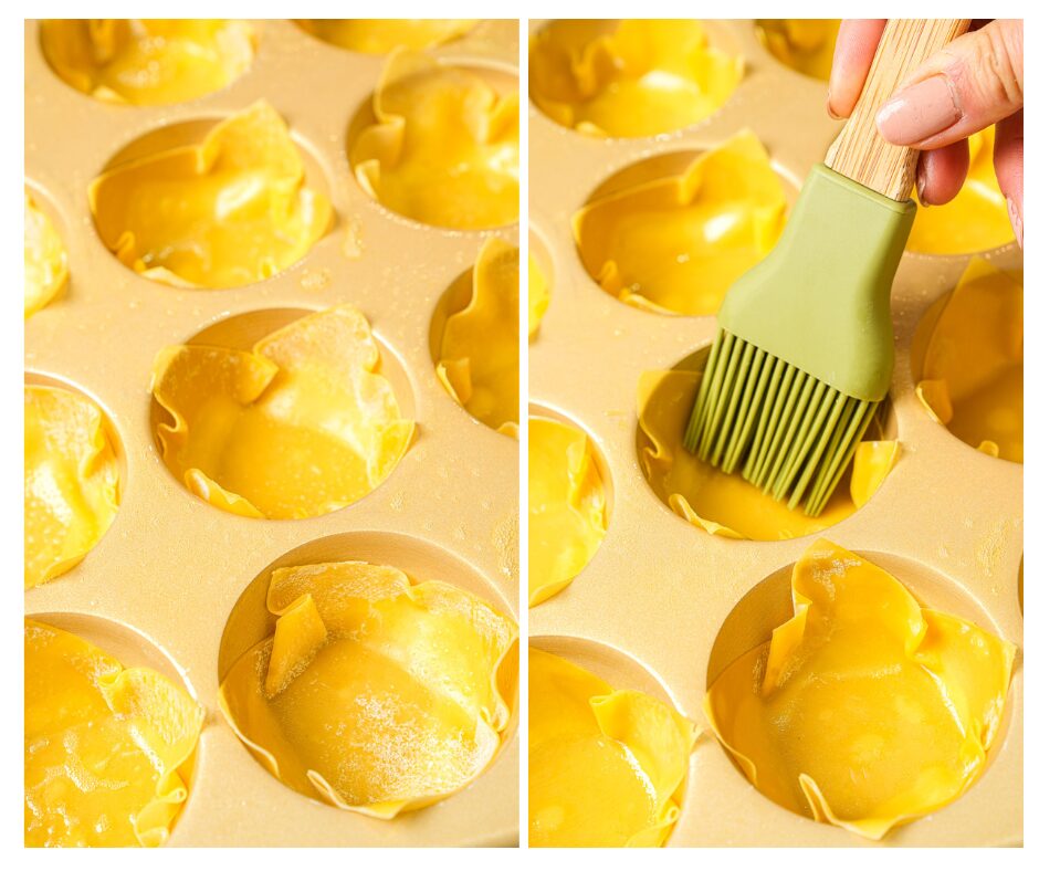 spray and brush more cooking spray on the inside of wonton cups