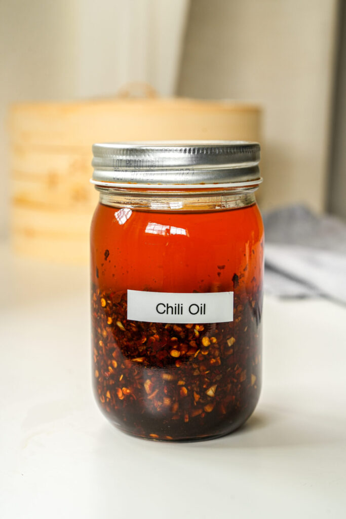 store homemade chili oil in an air tight container or jar