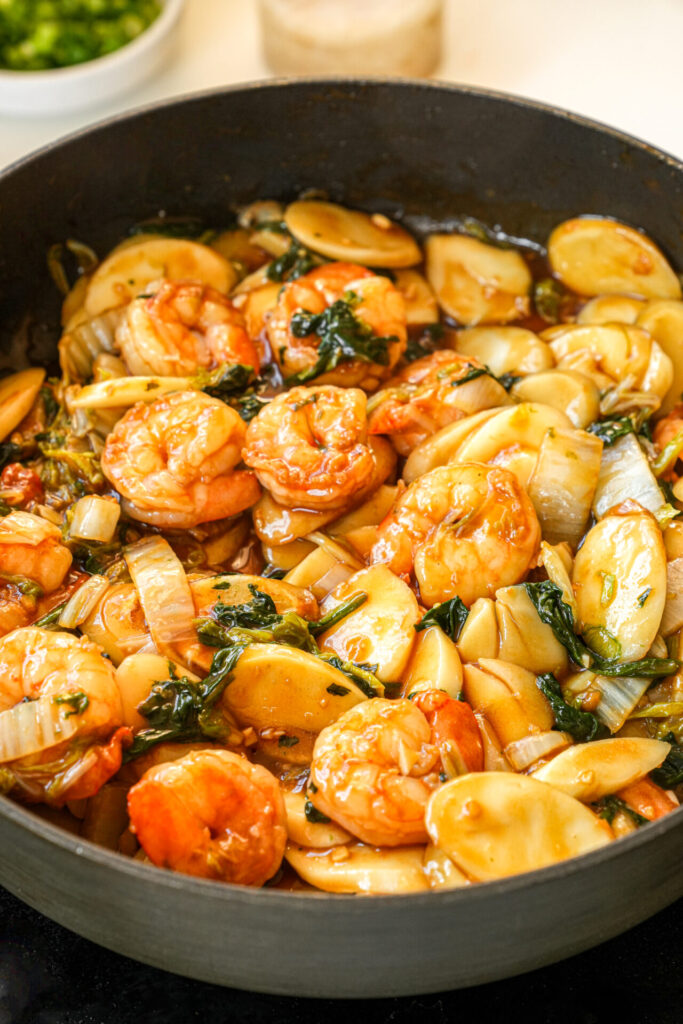 shanghai style stir-fried rice cakes with shrimp