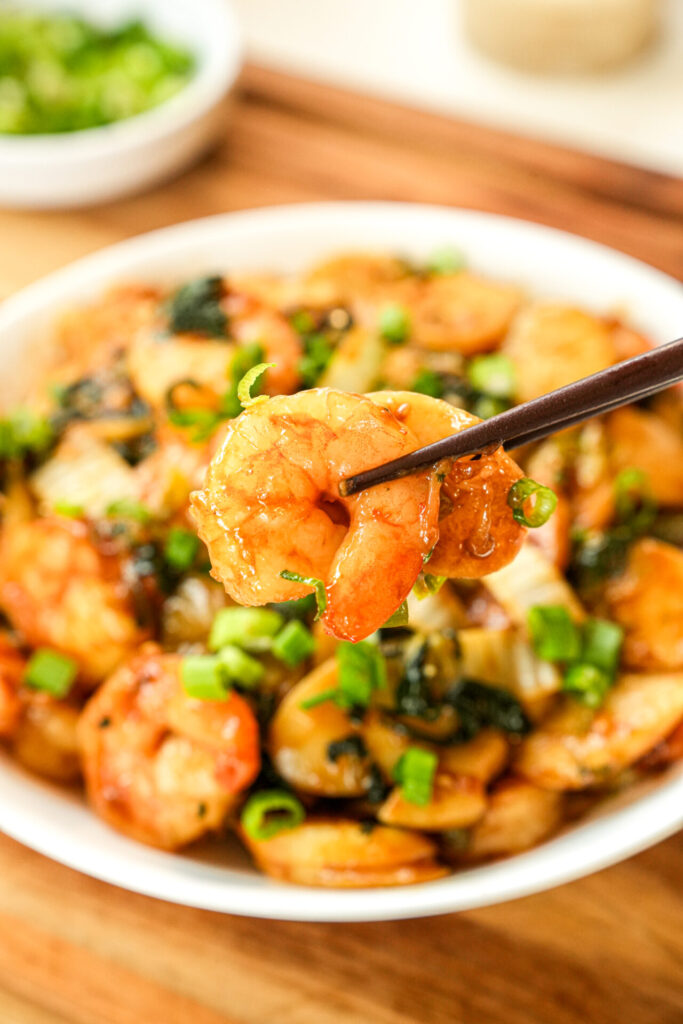 shanghai style stir-fried rice cakes with shrimp