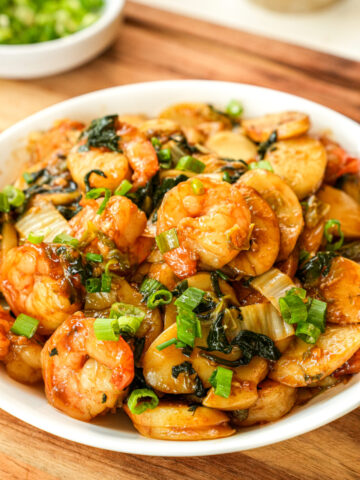 shanghai style stir-fried rice cakes with shrimp