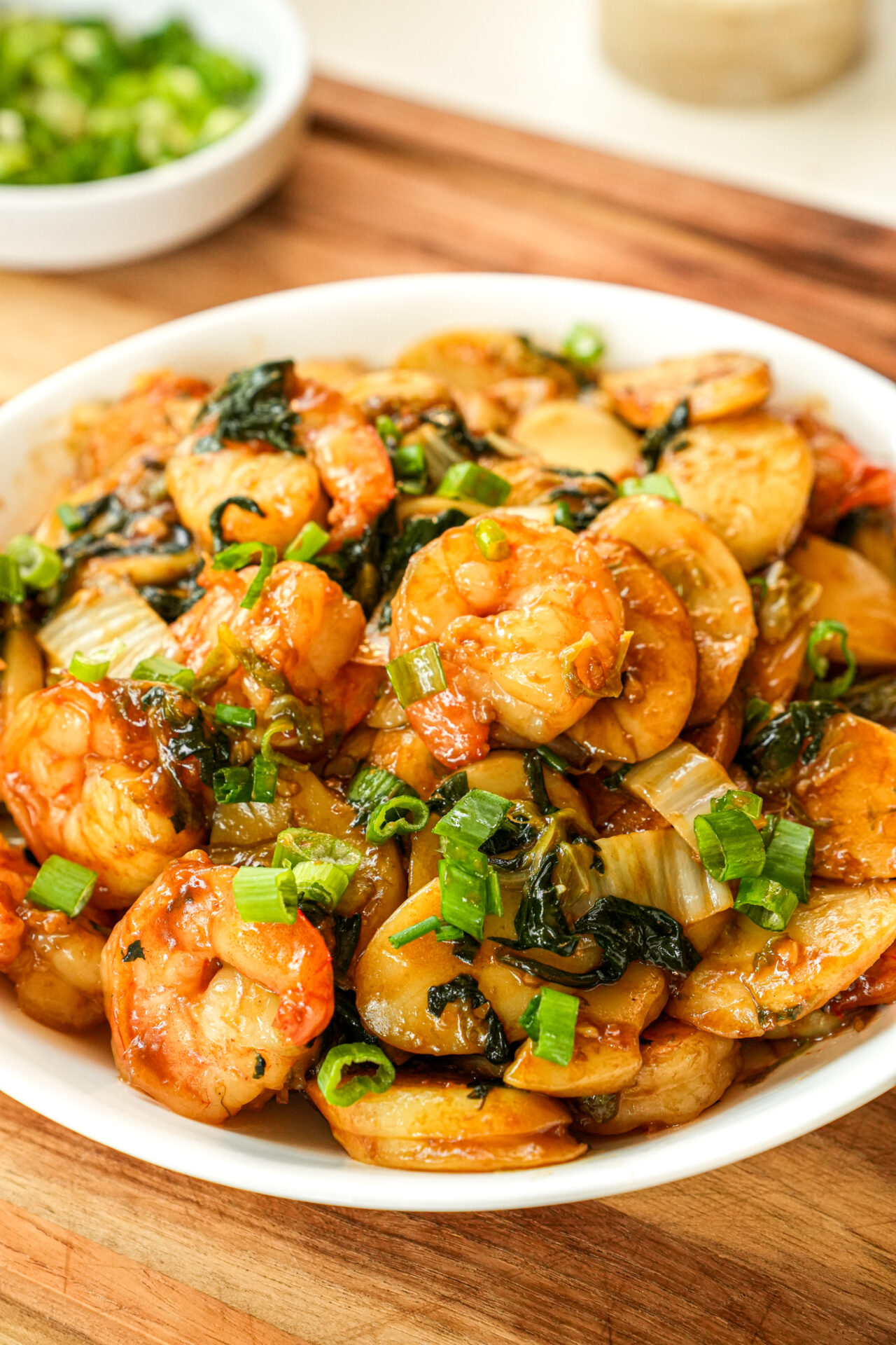 shanghai style stir-fried rice cakes with shrimp