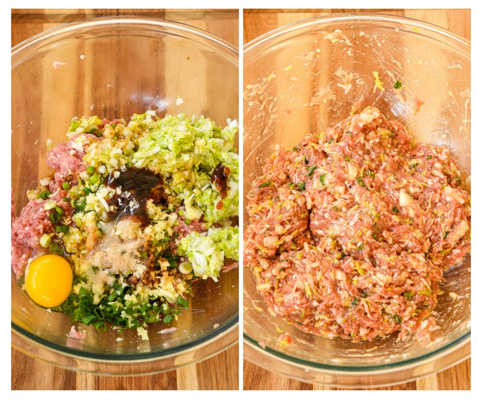 prepare dumpling filling for pork and cabbage dumplings