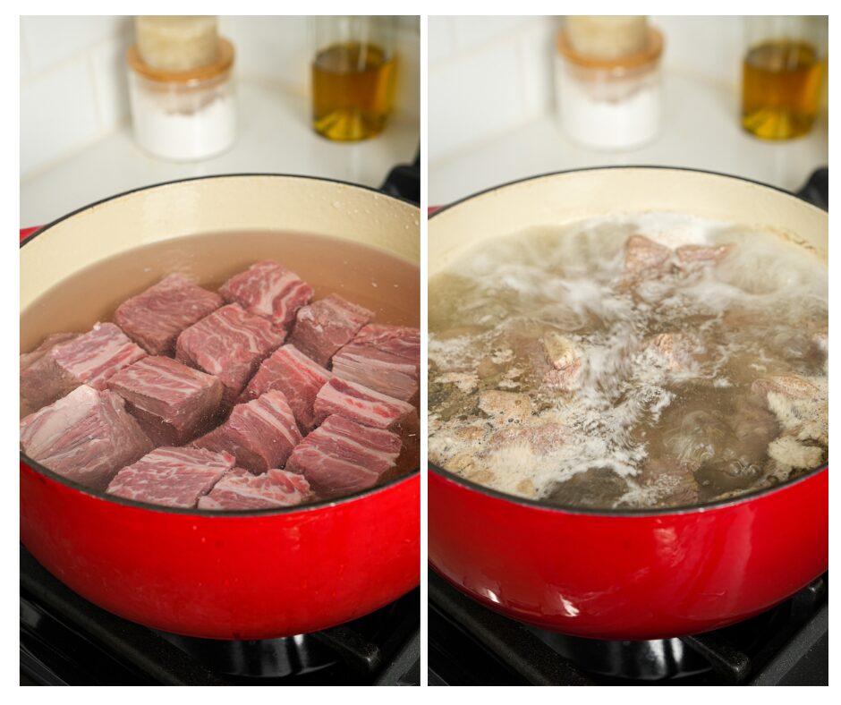 blanch short ribs for galbi-jjim