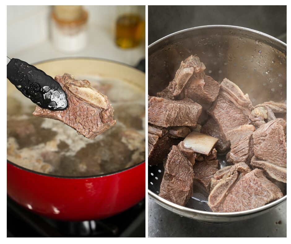 drain and rinse the short ribs under cold water to remove impurities.