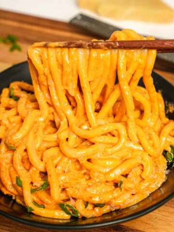 creamy gochujang udon noodles