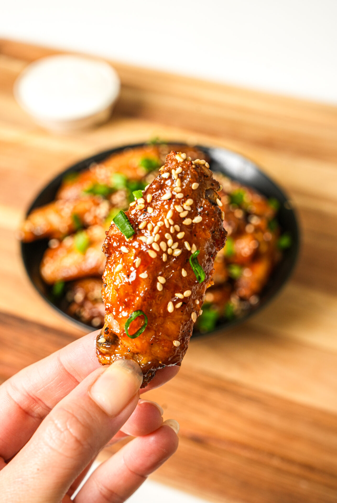 crispy sweet and sour chicken wings made in an air fryer