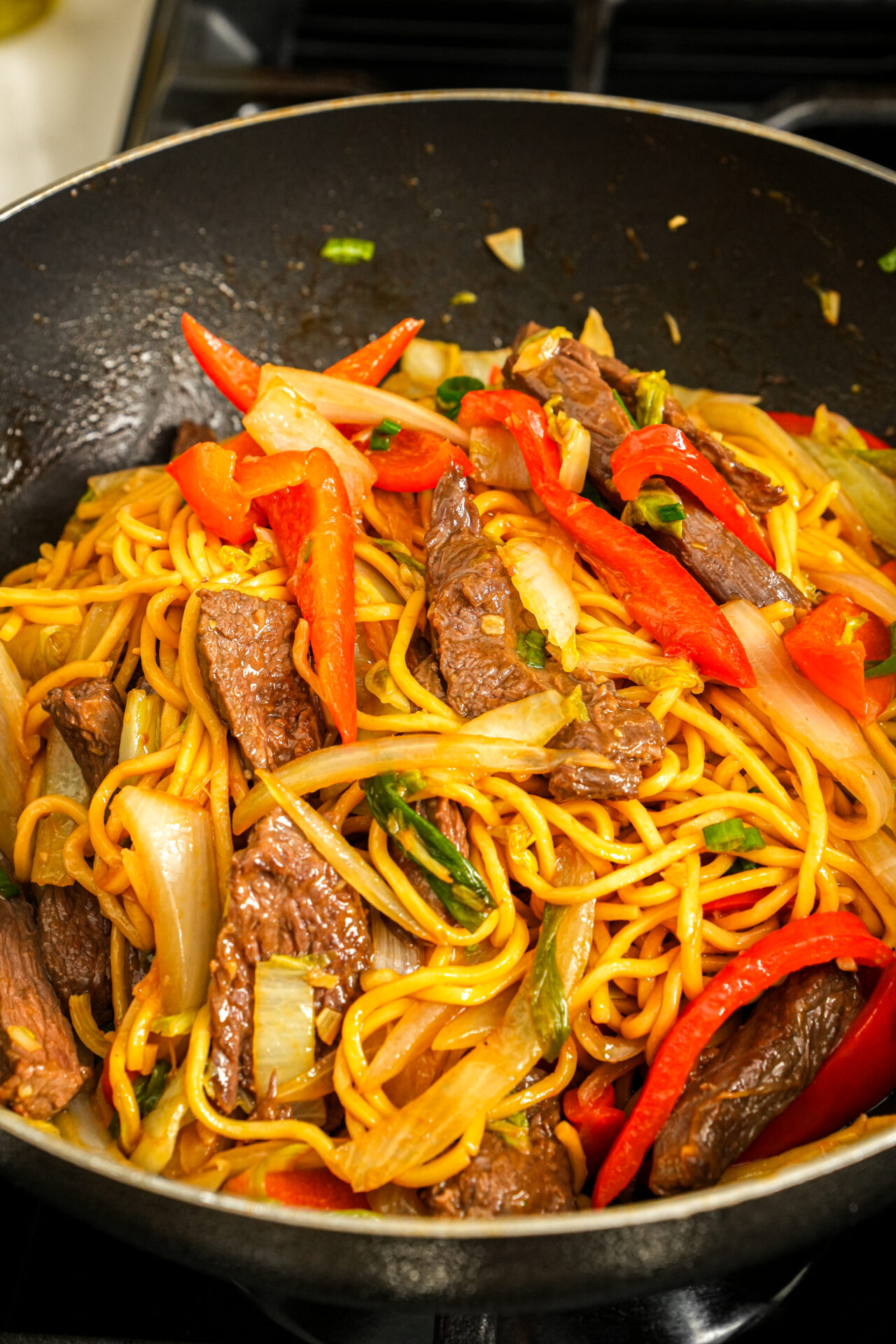 Mix everything together for beef lo mein