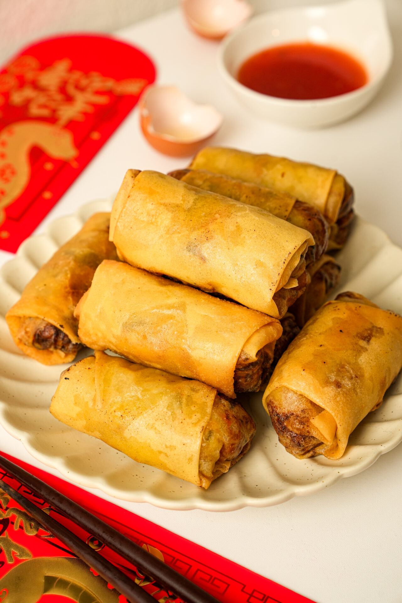 Crispy homemade Chinese egg rolls