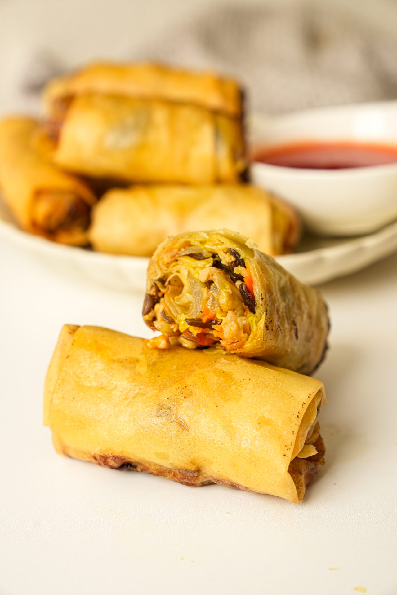 Crispy homemade Chinese egg rolls