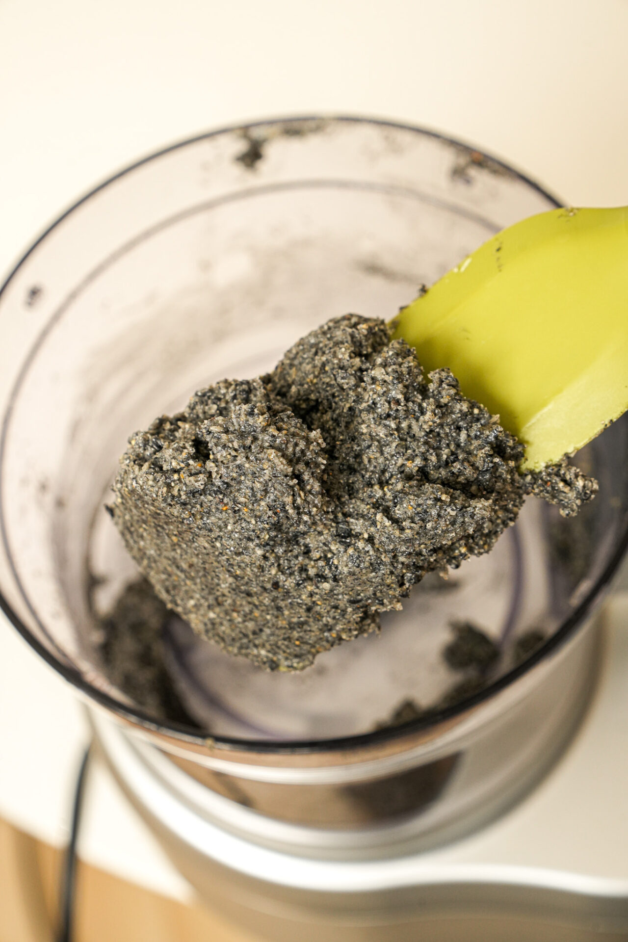 mix black sesame, butter, and sugar until combined