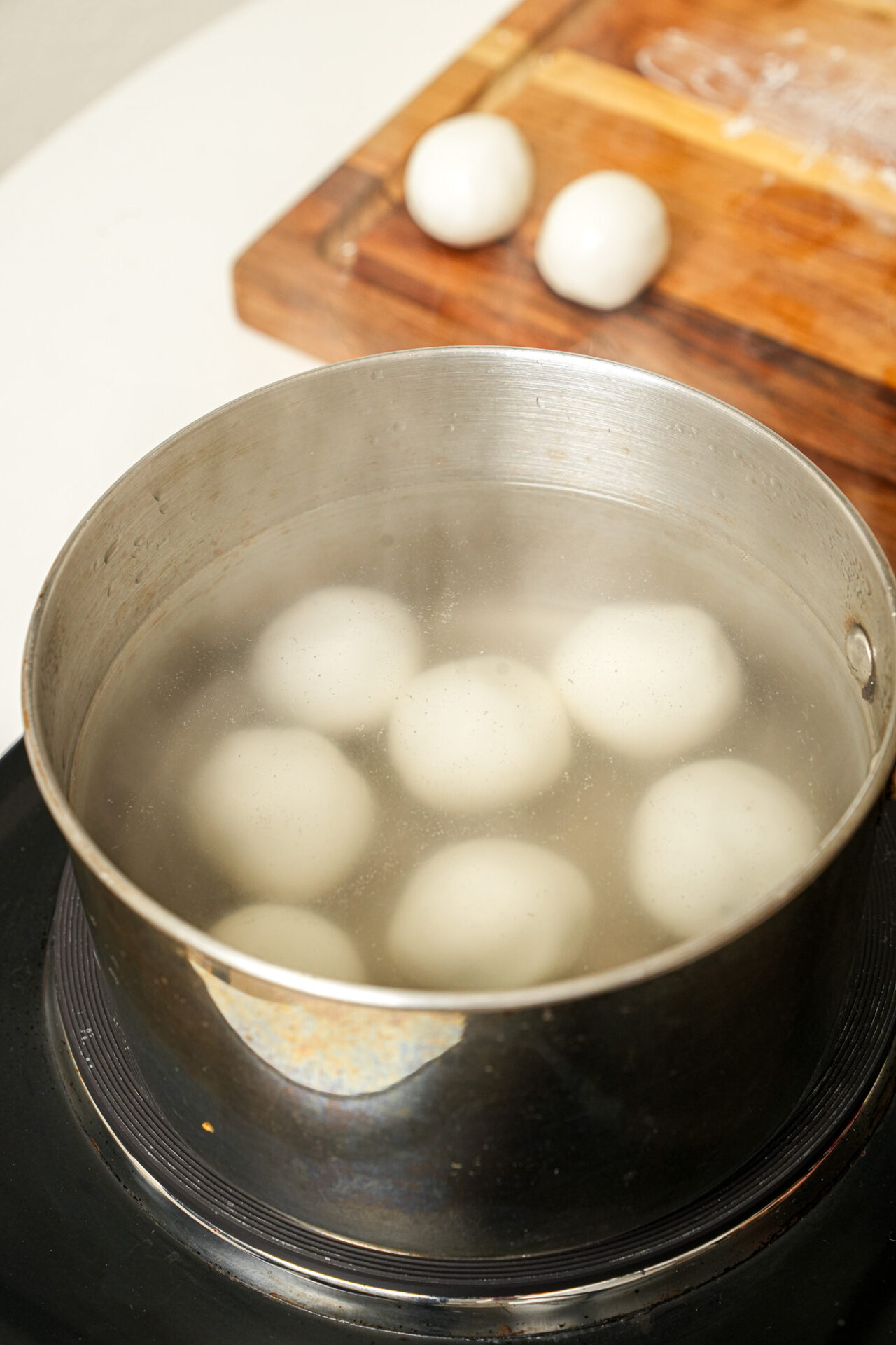 boiling black sesame tang yuan