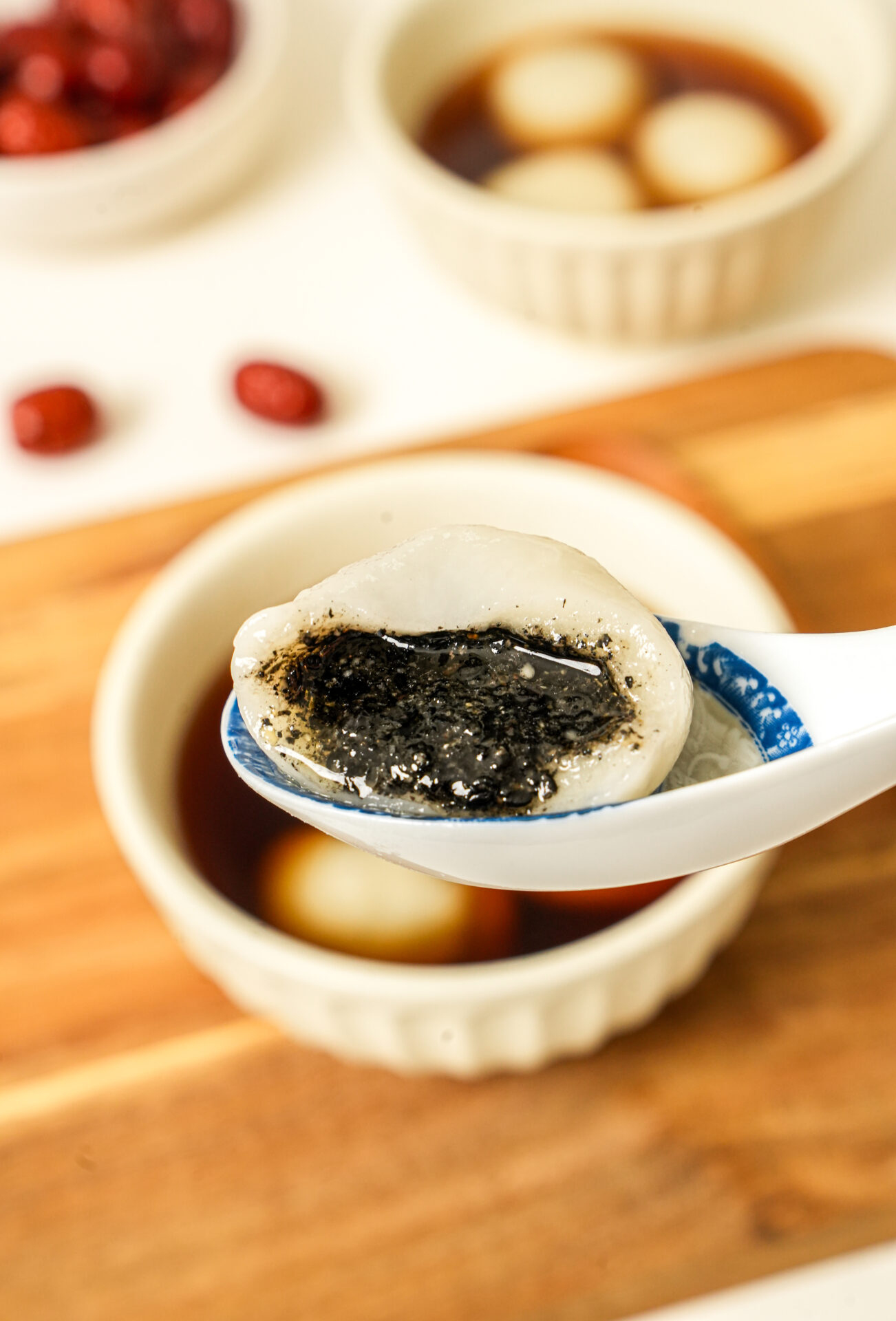 tang yuan with black sesame filling