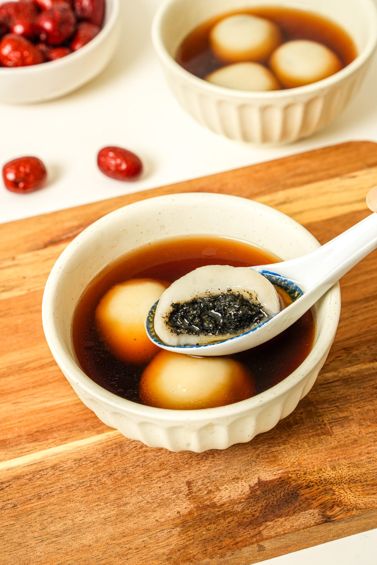 tang yuan with black sesame filling