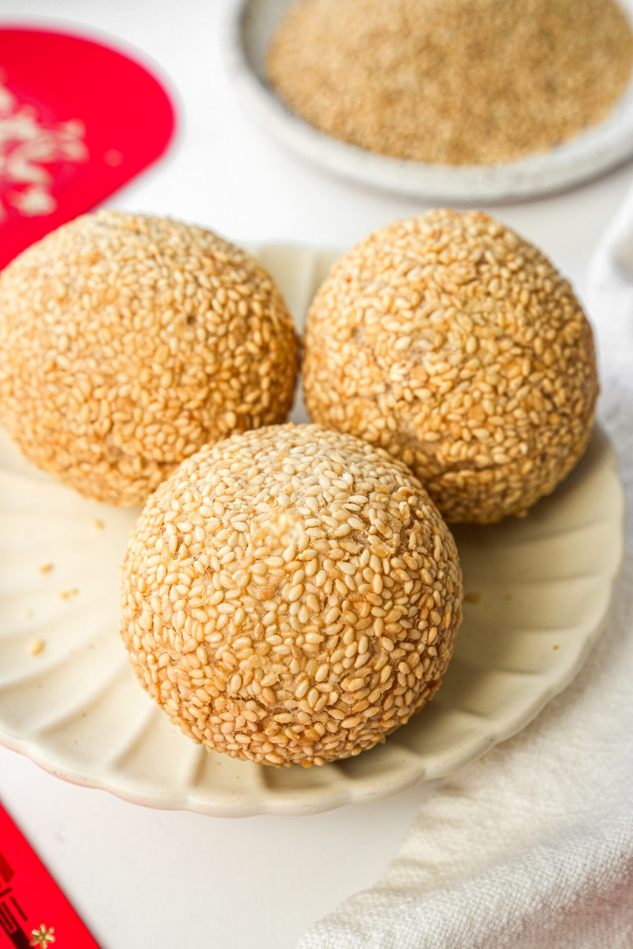 fried sesame balls with red bean