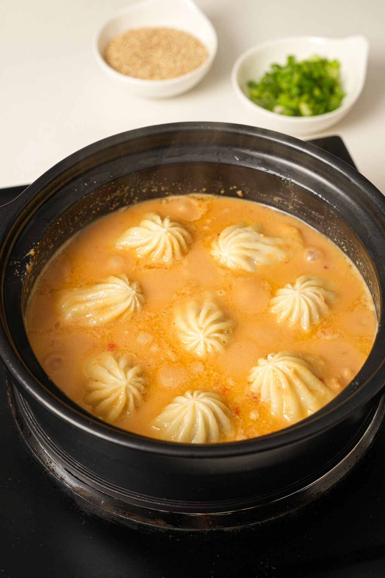 soup dumplings in satay sauce