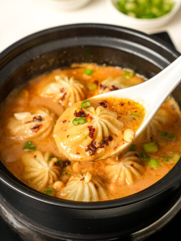 soup dumplings in satay sauce