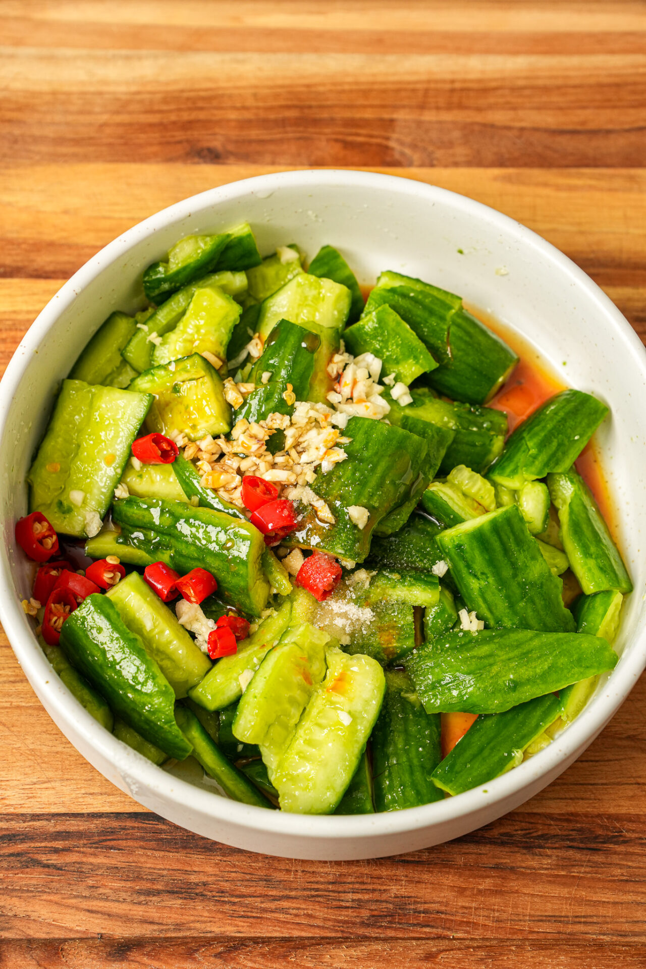 smashed cucumber salad with garlic