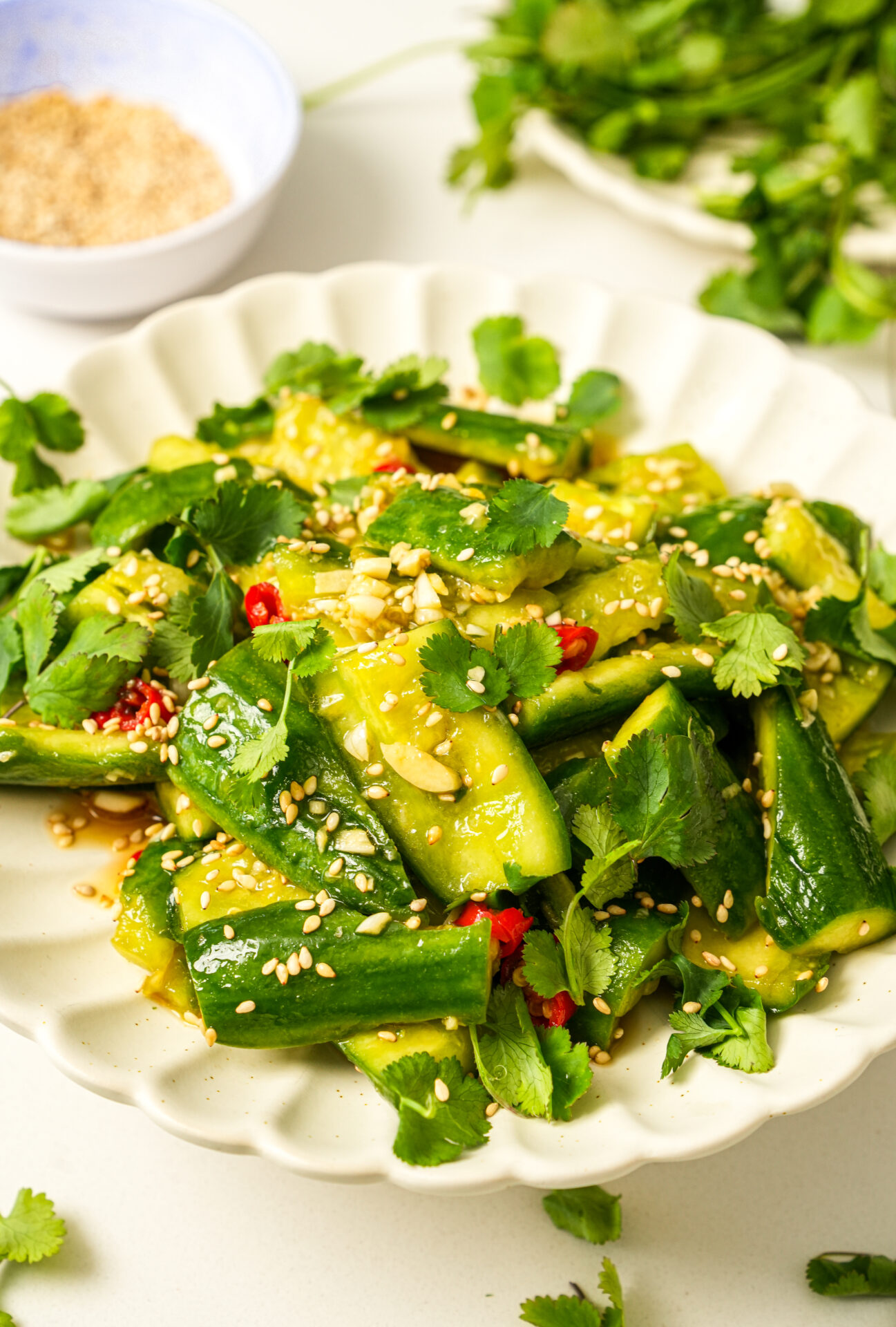 smashed cucumber salad with garlic