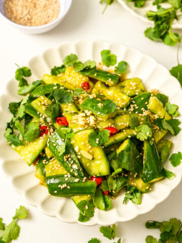 smashed cucumber salad with garlic