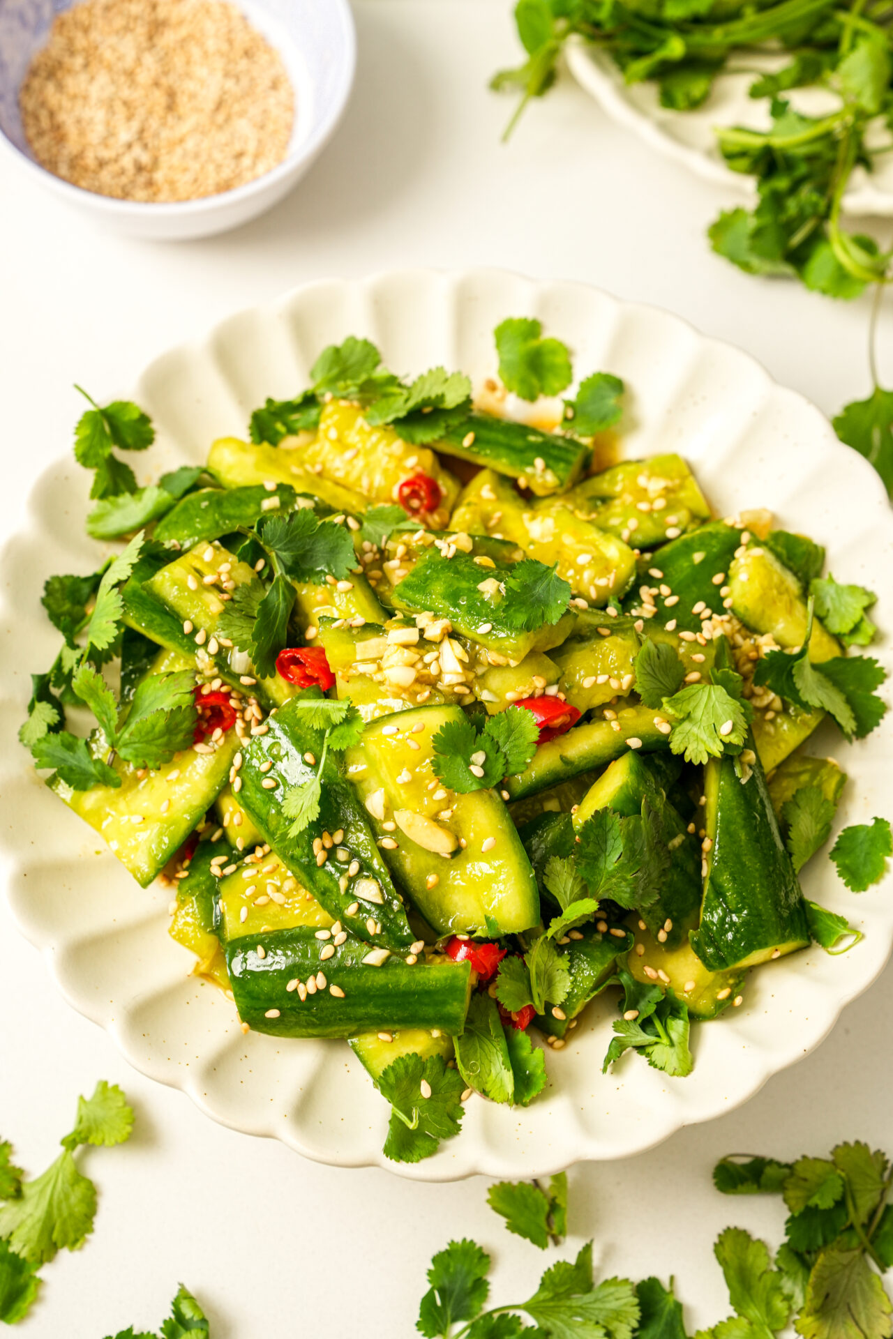 smashed cucumber salad with garlic