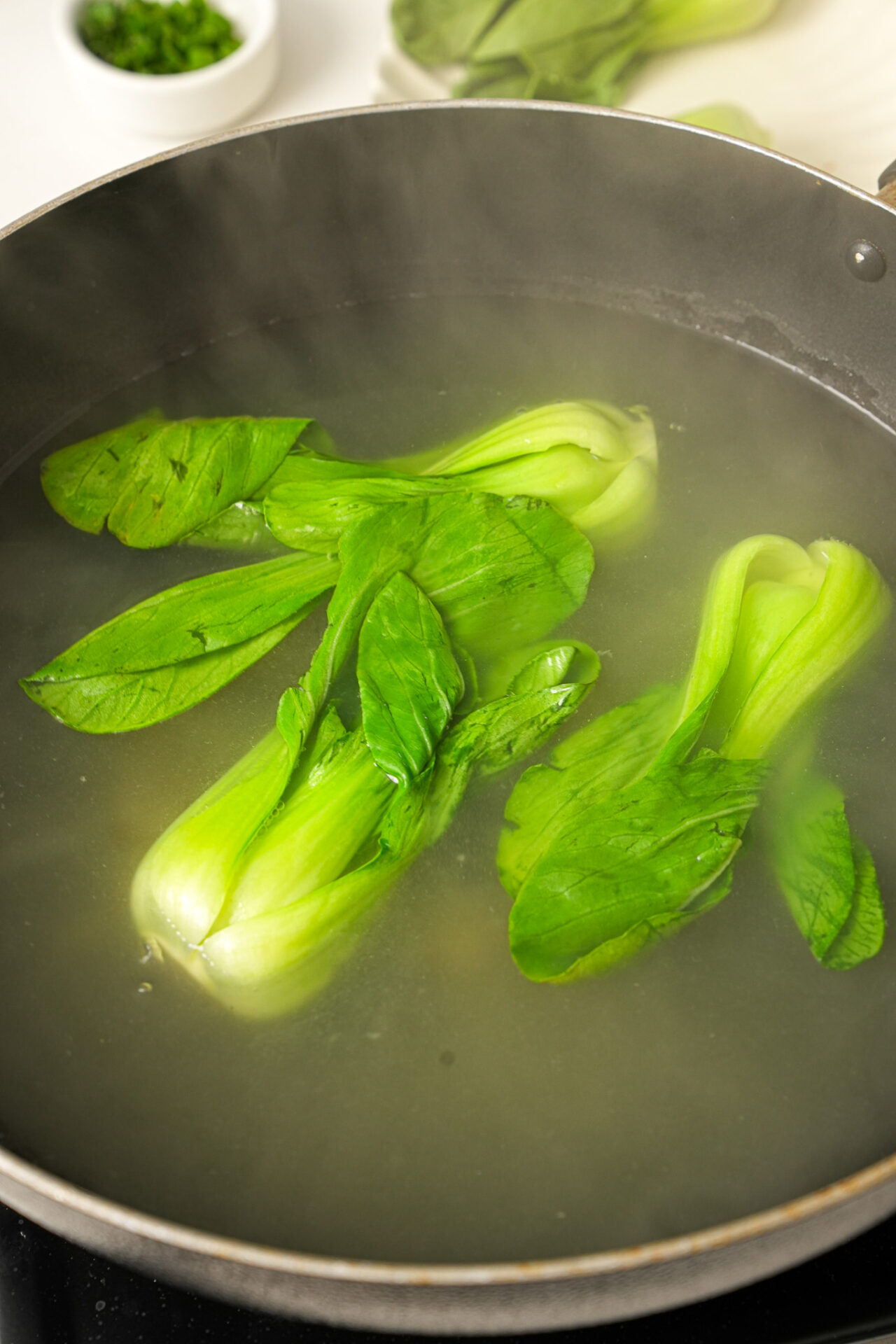 blanch bok choy for wonton noodle soup