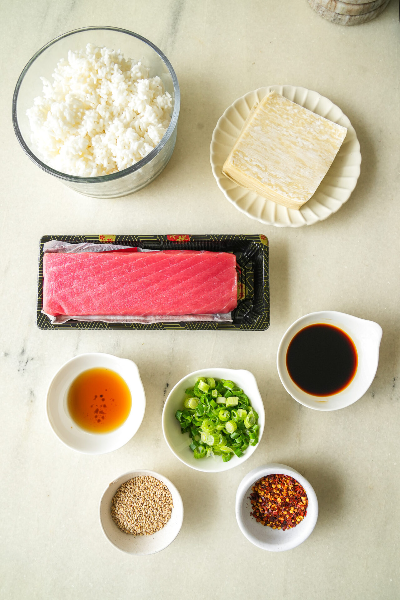 ingredients for ahi tuna poke