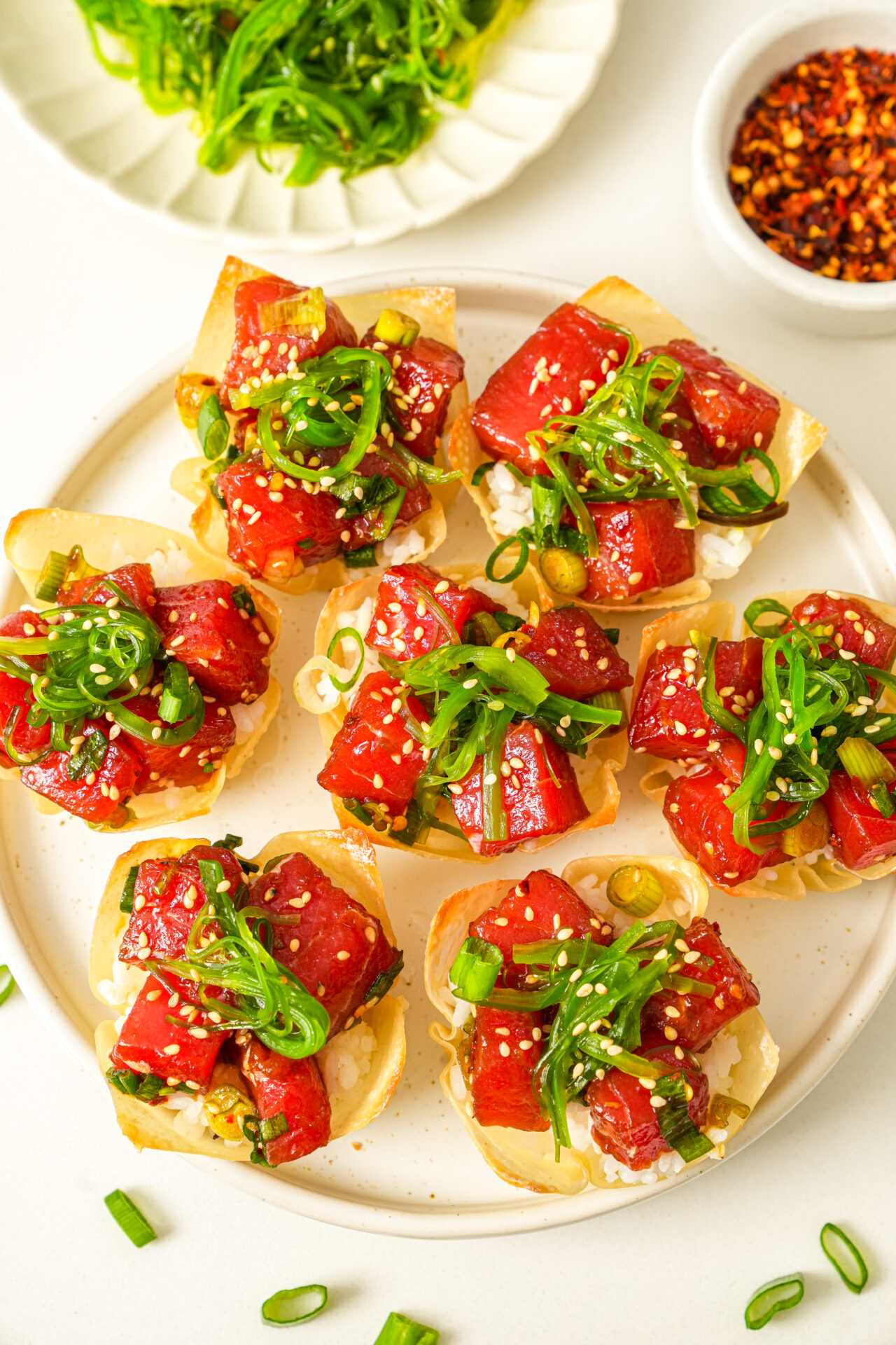 easy tuna poke wonton cups