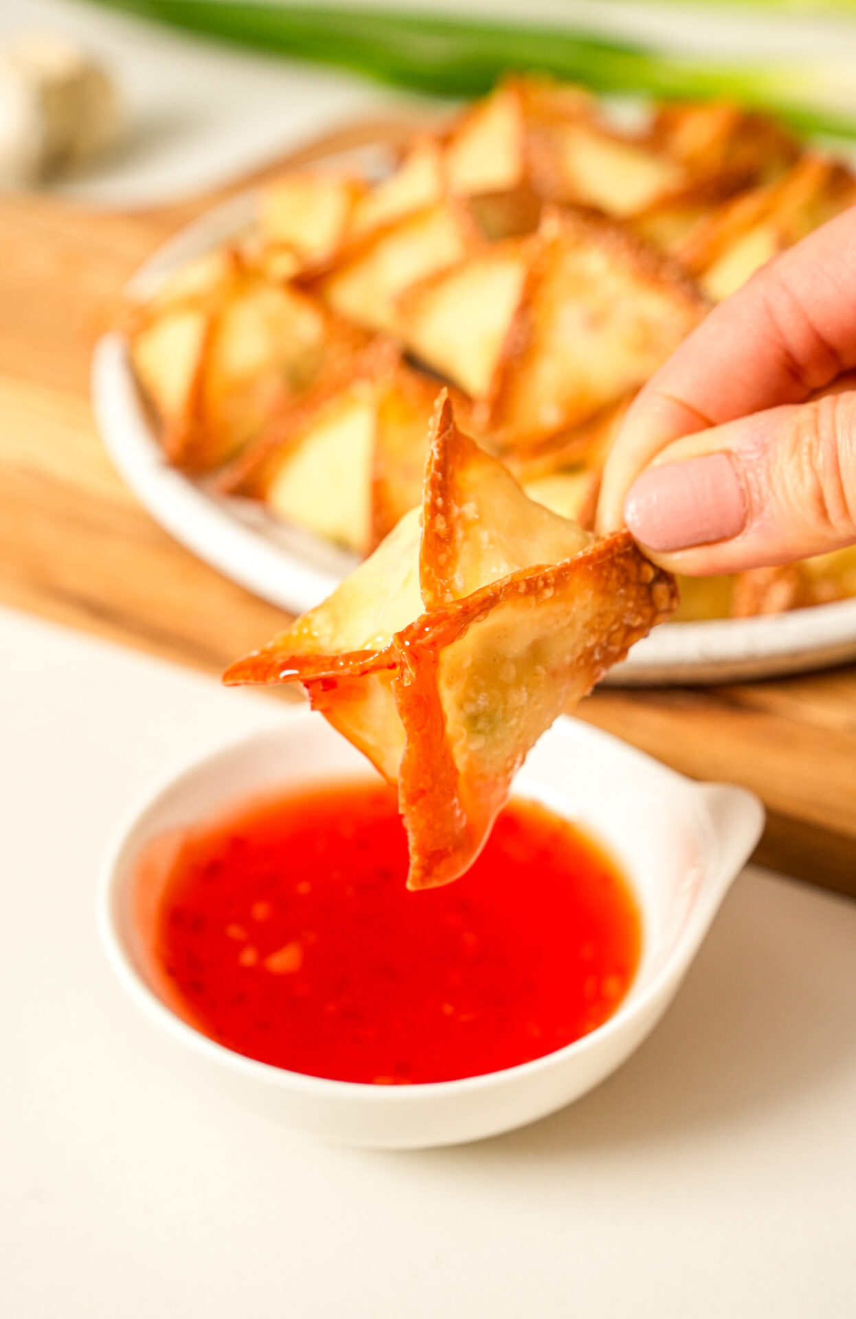 Easy air fryer crab rangoon recipe with sweet chili sauce