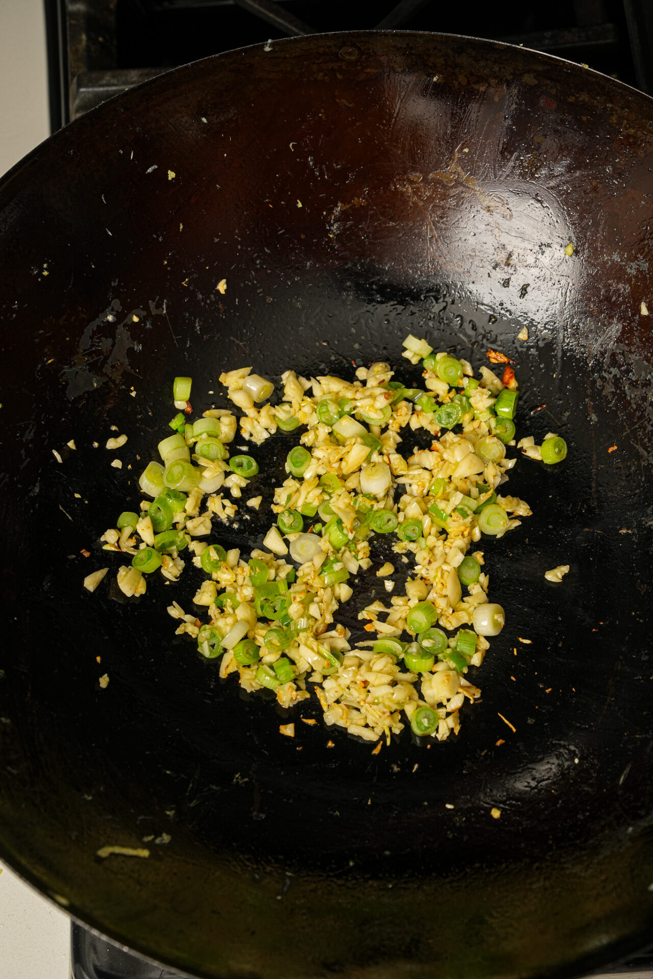 Easy garlic fried rice with chili oil