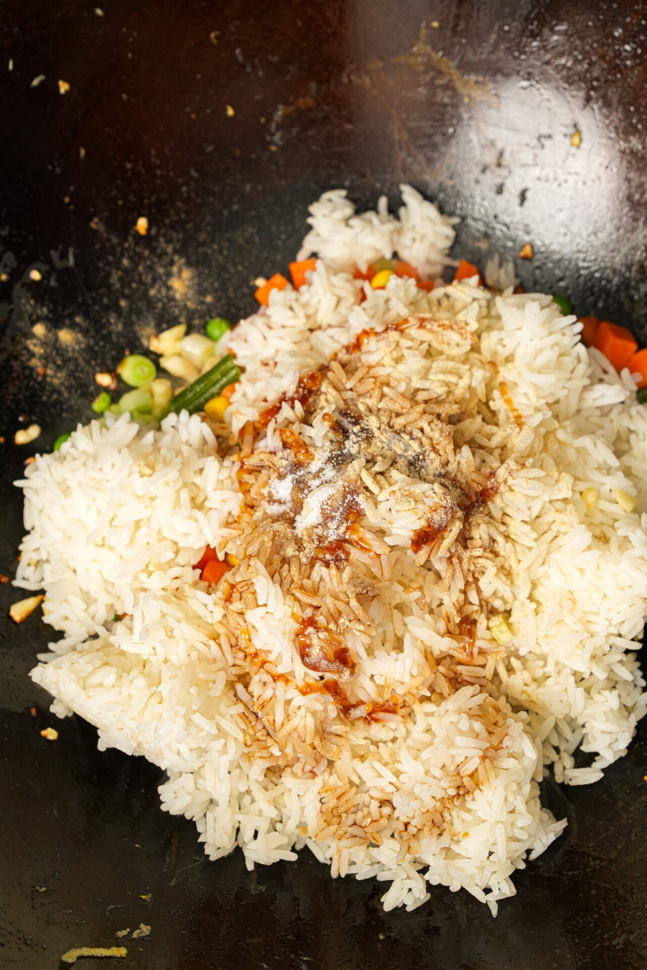 Easy garlic fried rice with chili oil