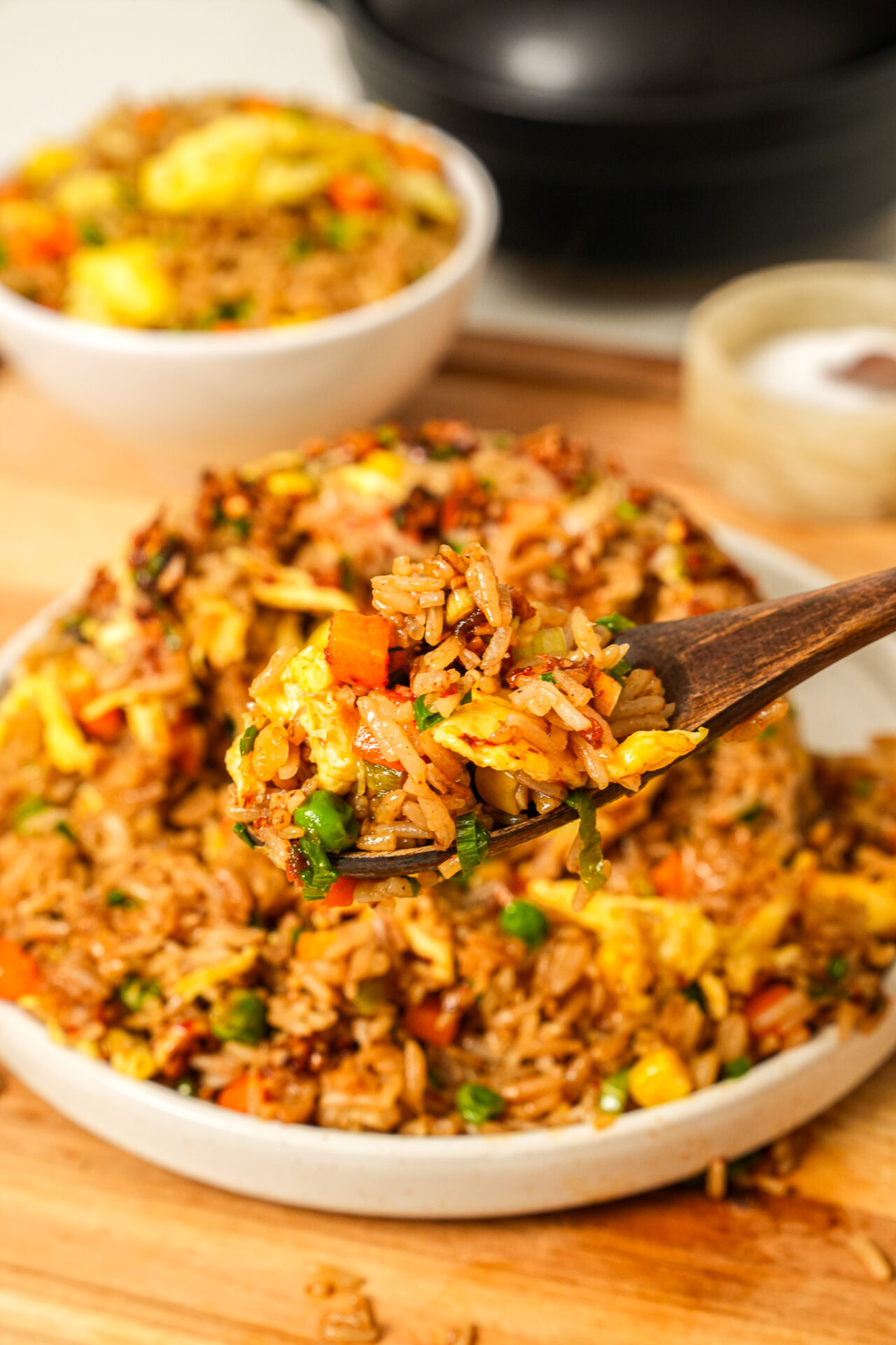 Easy garlic fried rice with chili oil
