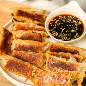 Crispy homemade pork and cabbage potstickers